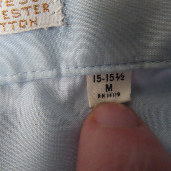 Vintage rare 1950s 60s Rockabilly Shirt E&W Customized blue short sleeve M - Picture 6 of 7